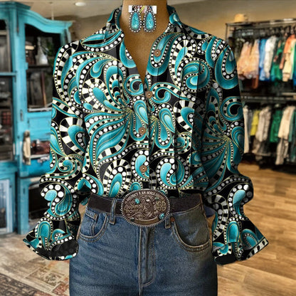 Colette - Chemisier À Imprimé Abstrait Vintage