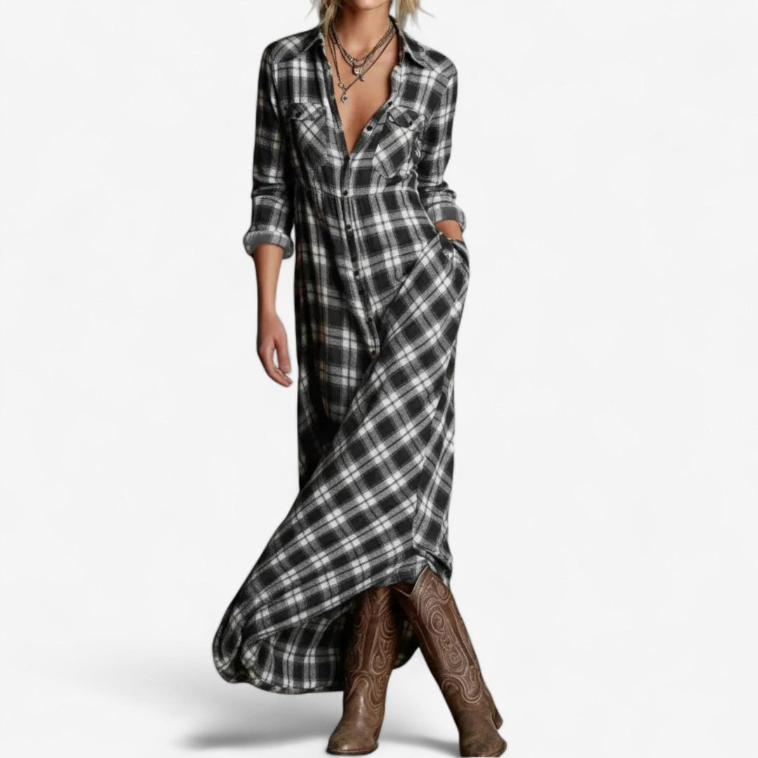 Maxi | Robe-chemise à carreaux