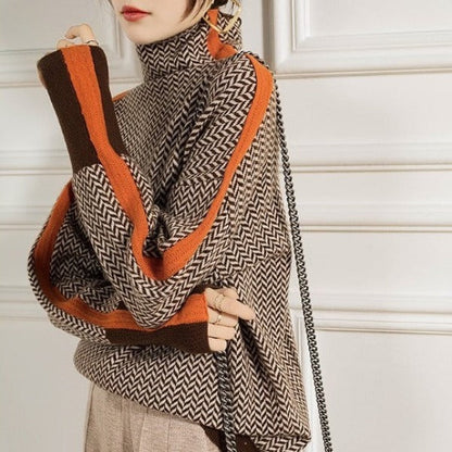 Malou™ | Pull à col montant avec des rayures contrastées saisissantes