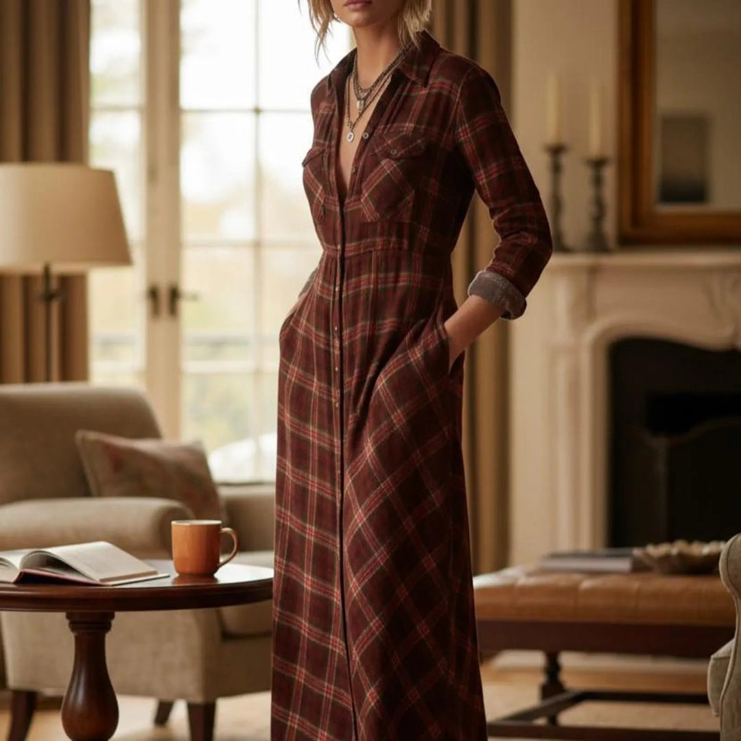 Maxi | Robe-chemise à carreaux