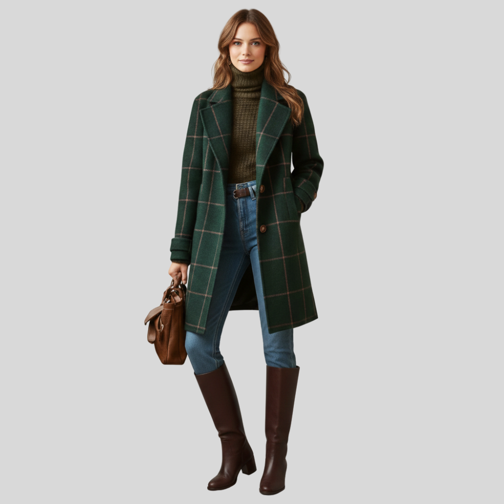 Valeria | Manteau Élégant à Carreaux en Laine